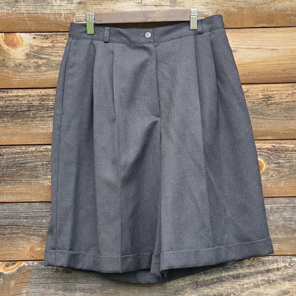 NWT Gray Wool Ultra High Waisted Bermuda Shorts